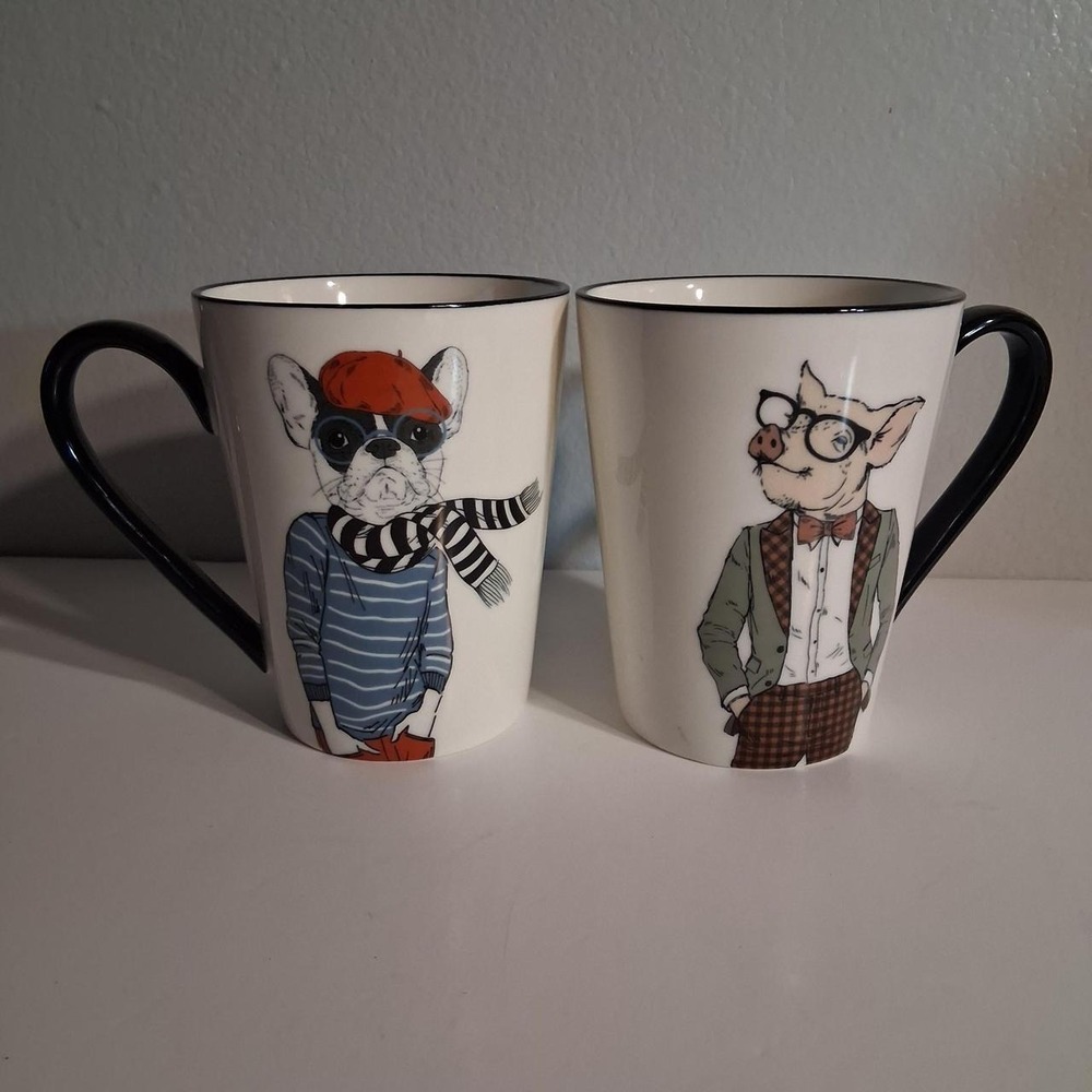 Cute French Bulldog and Pig Mugs